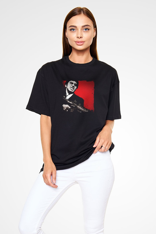 Al Pacino Baskılı Unisex Siyah Oversize Tişört