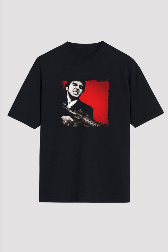 Al Pacino Baskılı Unisex Siyah Oversize Tişört