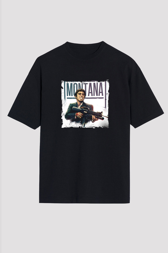 Al Pacino Baskılı Unisex Siyah Oversize Tişört