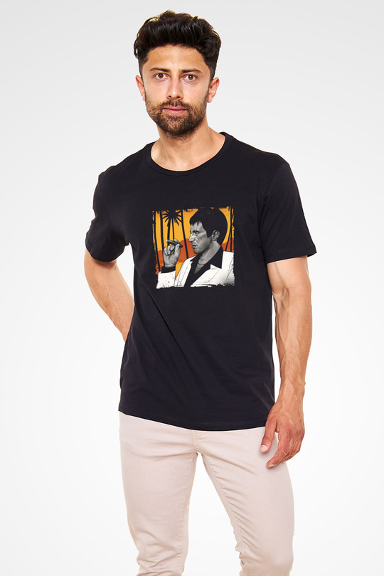 Al Pacino Baskılı Unisex Siyah Tişört