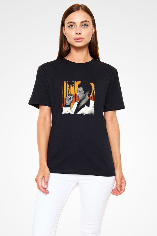 Al Pacino Baskılı Unisex Siyah Tişört