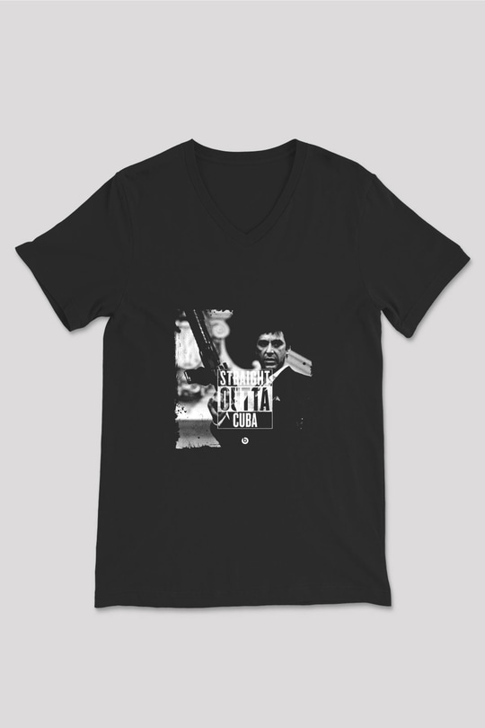 Al Pacino Baskılı Unisex Siyah V Yaka Tişört