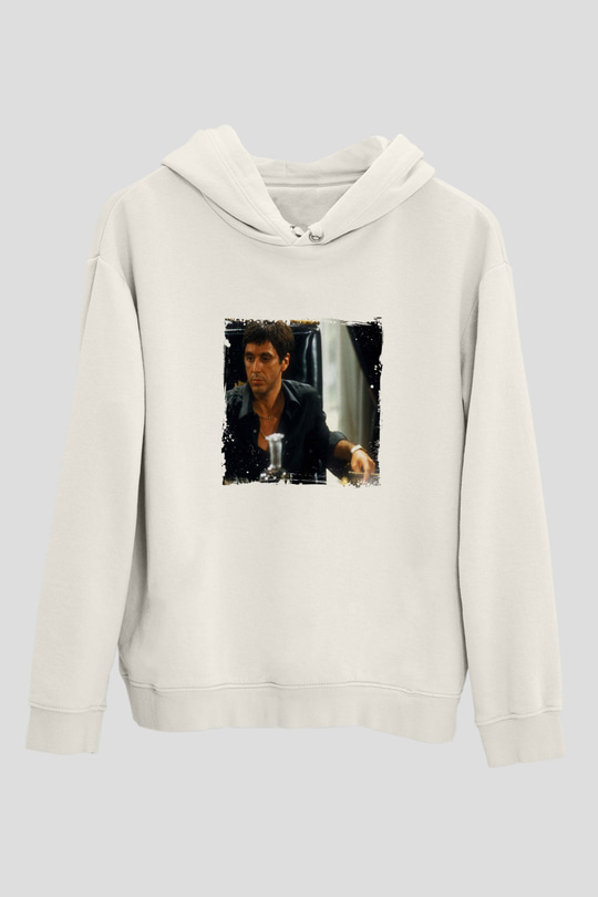 Al Pacino Unisex Baskılı Beyaz Kapüşonlu Sweatshirt