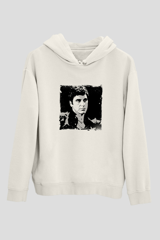 Al Pacino Unisex Baskılı Beyaz Kapüşonlu Sweatshirt