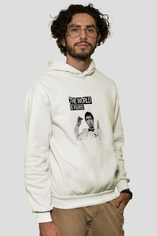 Al Pacino Unisex Baskılı Beyaz Kapüşonlu Sweatshirt