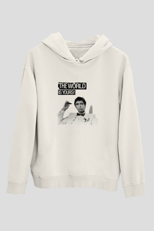 Al Pacino Unisex Baskılı Beyaz Kapüşonlu Sweatshirt