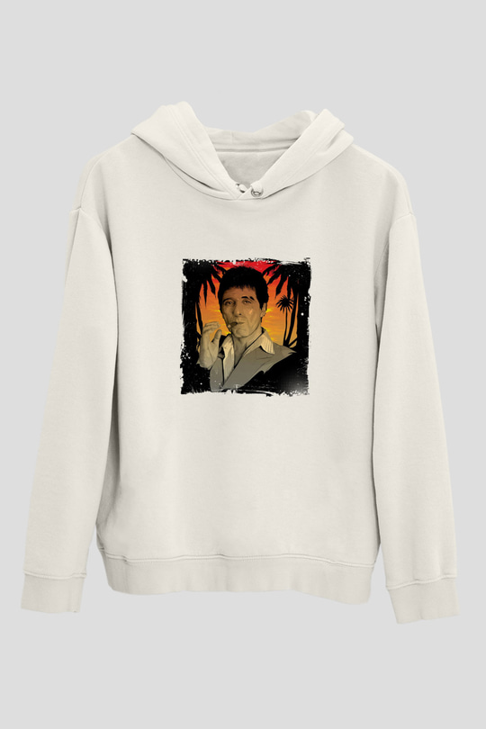 Al Pacino Unisex Baskılı Beyaz Kapüşonlu Sweatshirt