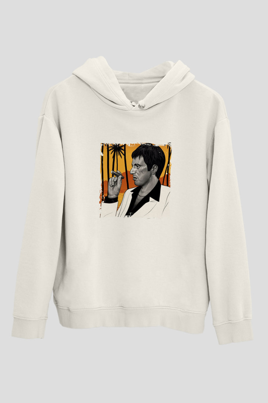 Al Pacino Unisex Baskılı Beyaz Kapüşonlu Sweatshirt