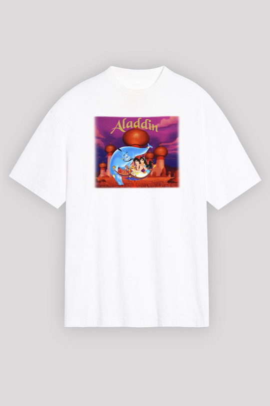 Aladdin Beyaz Unisex Oversize Tişört T-Shirt