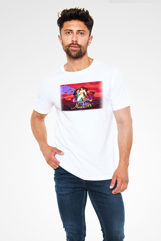 Aladdin Beyaz Unisex Tişört T-Shirt