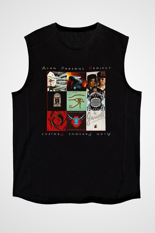 Alan Persons Project Baskılı Unisex Siyah Kolsuz Tişört - Tshirt