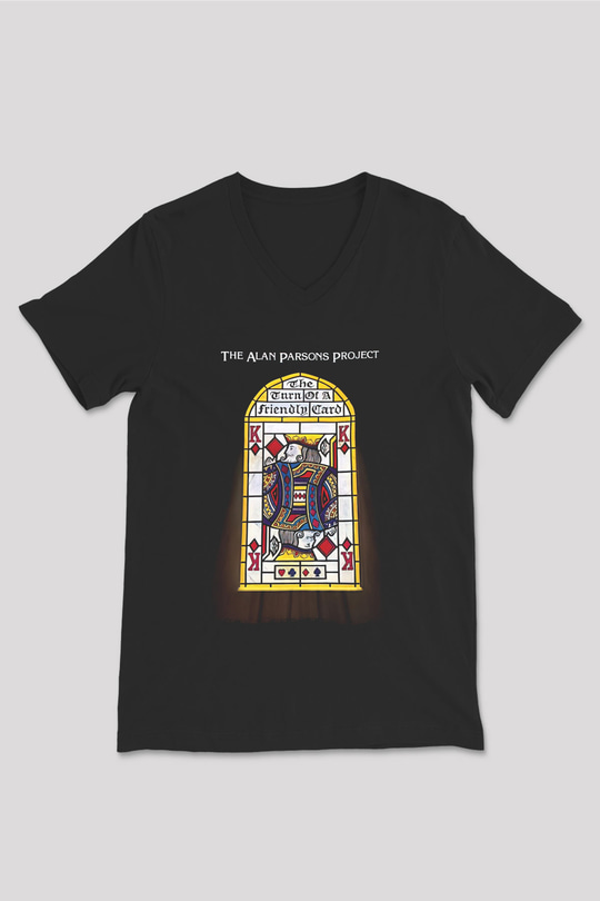 Alan Persons Project Baskılı Unisex Siyah V Yaka Tişört - Tshirt