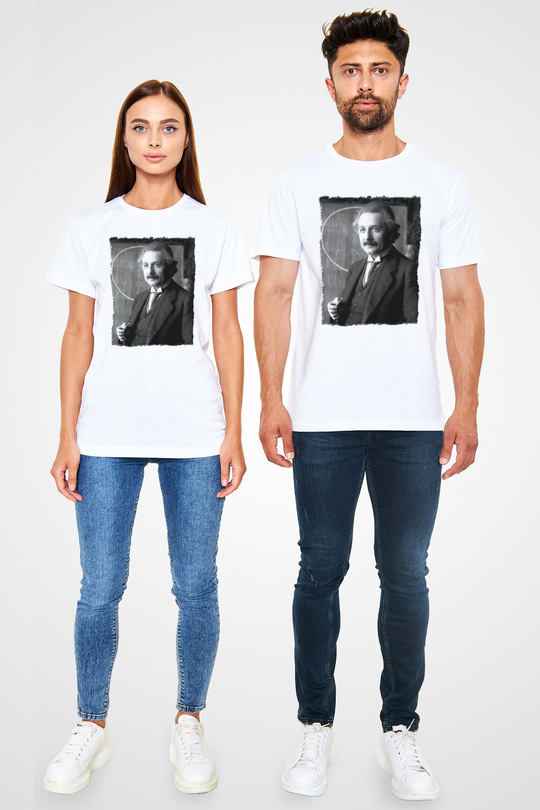 Albert Einstein Beyaz Unisex Tişört T-Shirt - TişörtFabrikası