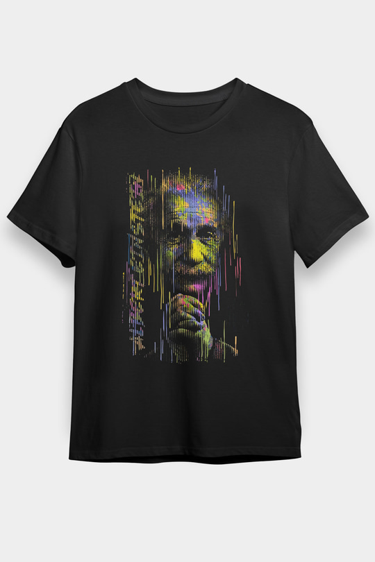 Albert Einstein Fotoğraf Baskılı Unisex Siyah Tişört - Tshirt