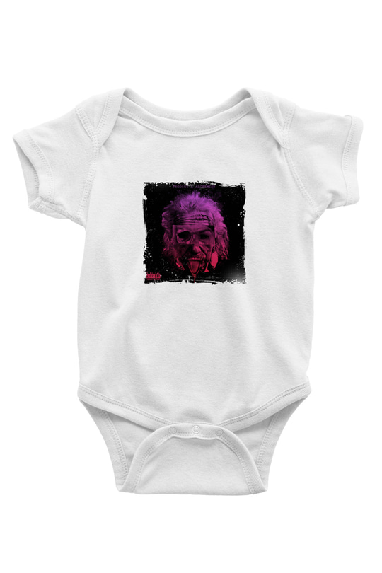 Albert Einstein Unisex Baskılı Beyaz Bebek Body - Zıbın