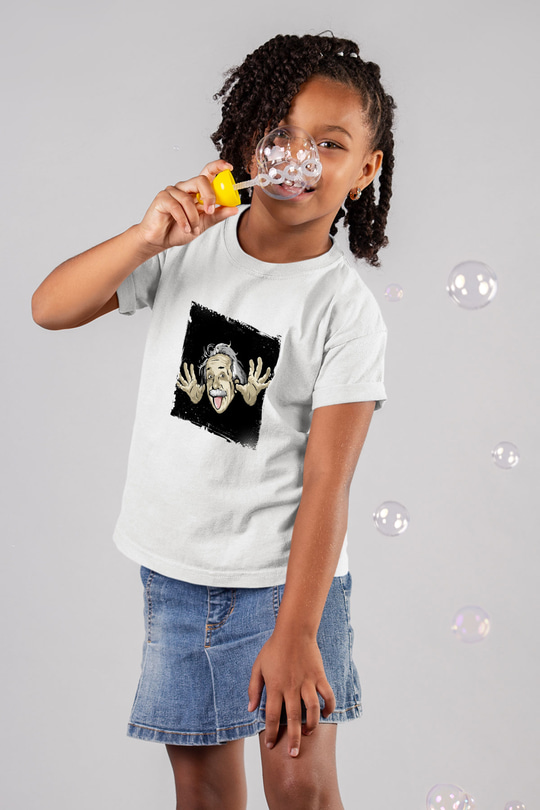 Albert Einstein Unisex Baskılı Beyaz Çocuk Tişört