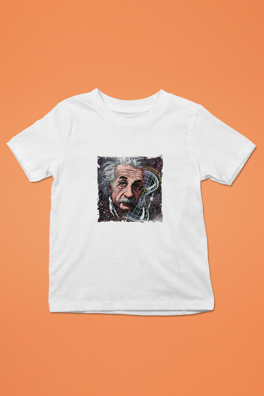 Albert Einstein Unisex Baskılı Beyaz Çocuk Tişört