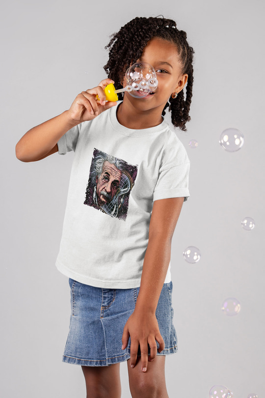 Albert Einstein Unisex Baskılı Beyaz Çocuk Tişört
