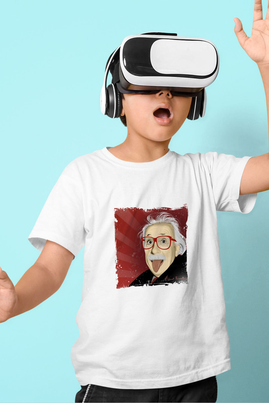 Albert Einstein Unisex Baskılı Beyaz Çocuk Tişört