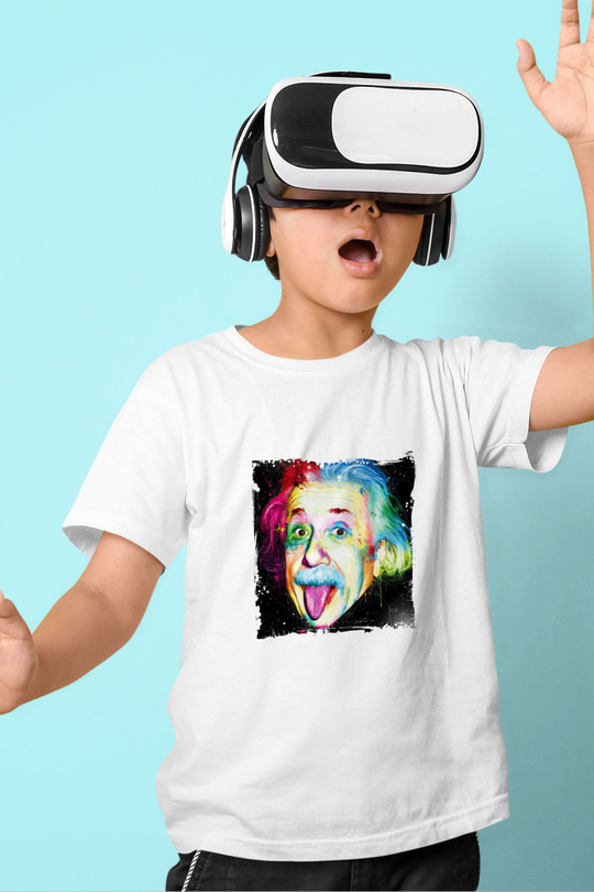 Albert Einstein Unisex Baskılı Beyaz Çocuk Tişört