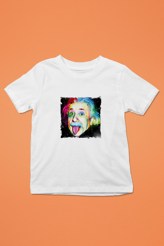 Albert Einstein Unisex Baskılı Beyaz Çocuk Tişört