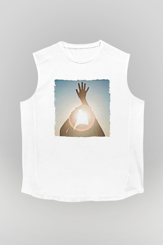 Alcest Baskılı Beyaz Unisex Kolsuz Tişört - Tshirt