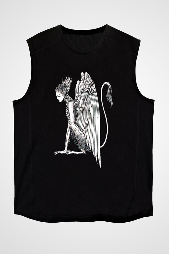 Alcest Baskılı Unisex Siyah Kolsuz Tişört - Tshirt