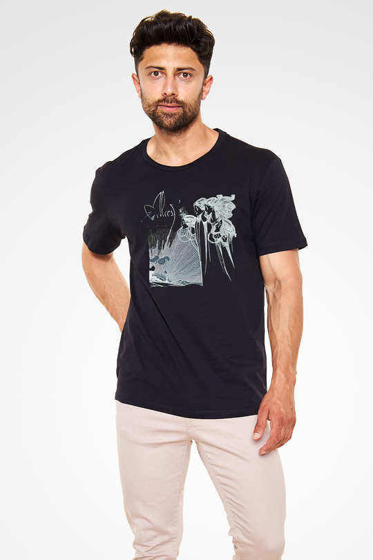 Alcest Baskılı Unisex Siyah Tişört - Tshirt