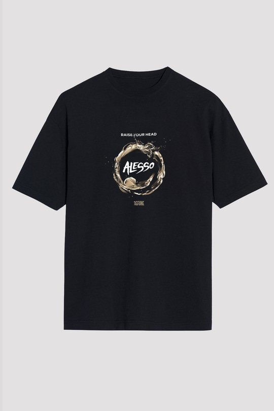 Alesso Baskılı Unisex Oversize Siyah Tişört