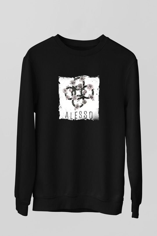 Alesso Baskılı Unisex Siyah Sweatshirt