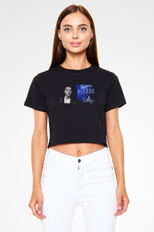 Alesso Siyah  Crop Top Tişört