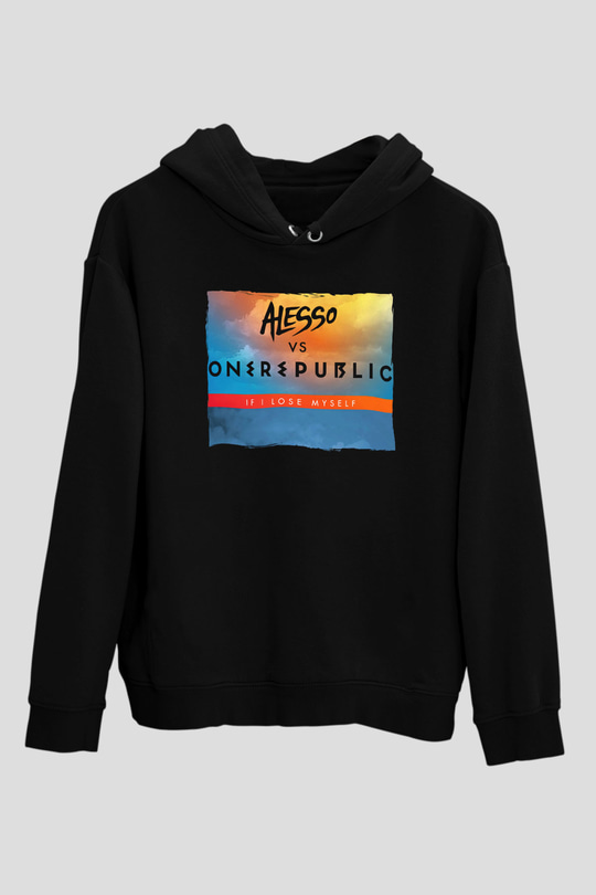 Alesso Siyah Unisex Kapüşonlu Sweatshirt