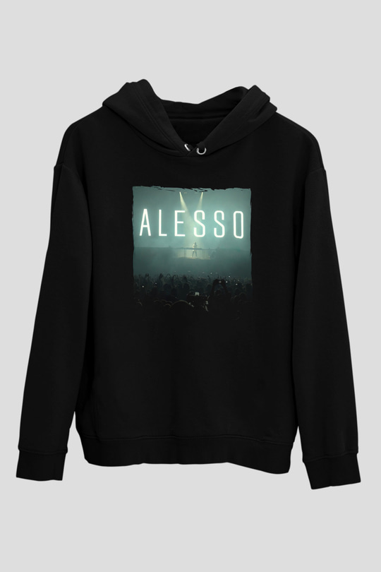 Alesso Siyah Unisex Kapüşonlu Sweatshirt
