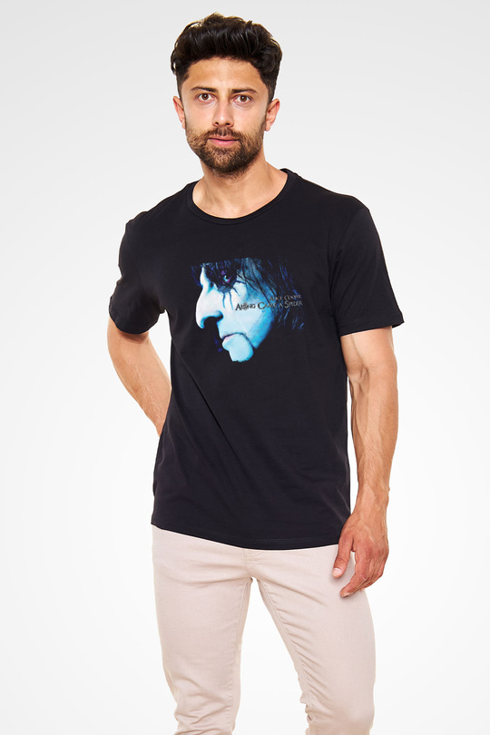 Alice Cooper Baskılı Unisex Siyah Tişört