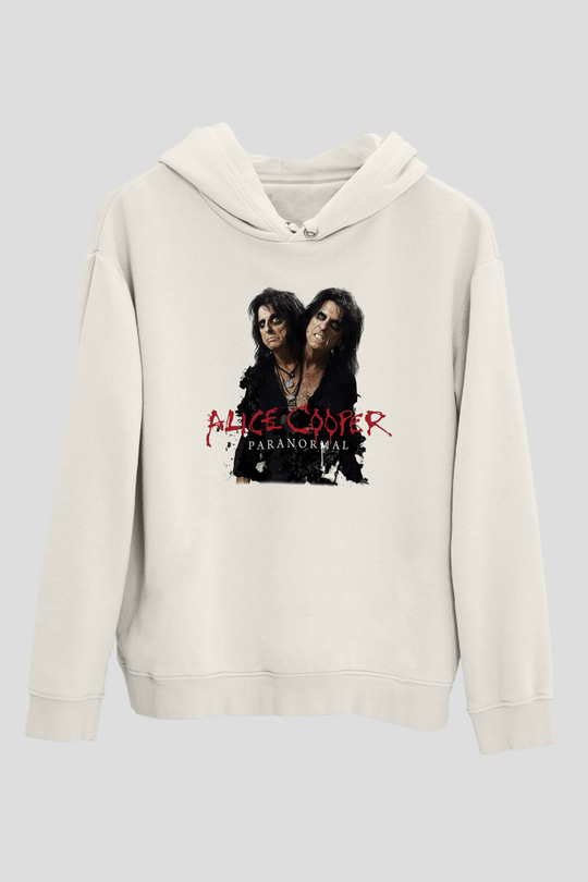 Alice Cooper Beyaz Unisex Kapşonlu Sweatshirt
