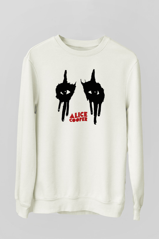 Alice Cooper Beyaz Unisex Sweatshirt