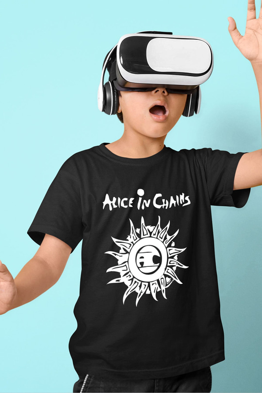 Alice in Chains Baskılı Siyah Unisex Çocuk Tişört