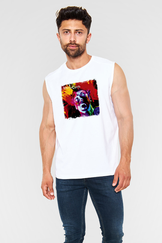 Alice in Chains Baskılı Unisex Beyaz Kolsuz Tişört