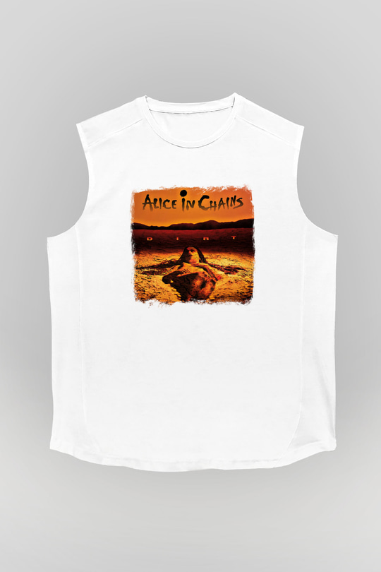 Alice in Chains Baskılı Unisex Beyaz Kolsuz Tişört