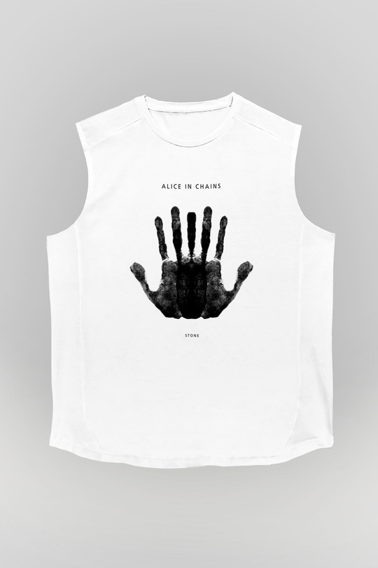 Alice in Chains Baskılı Unisex Beyaz Kolsuz Tişört