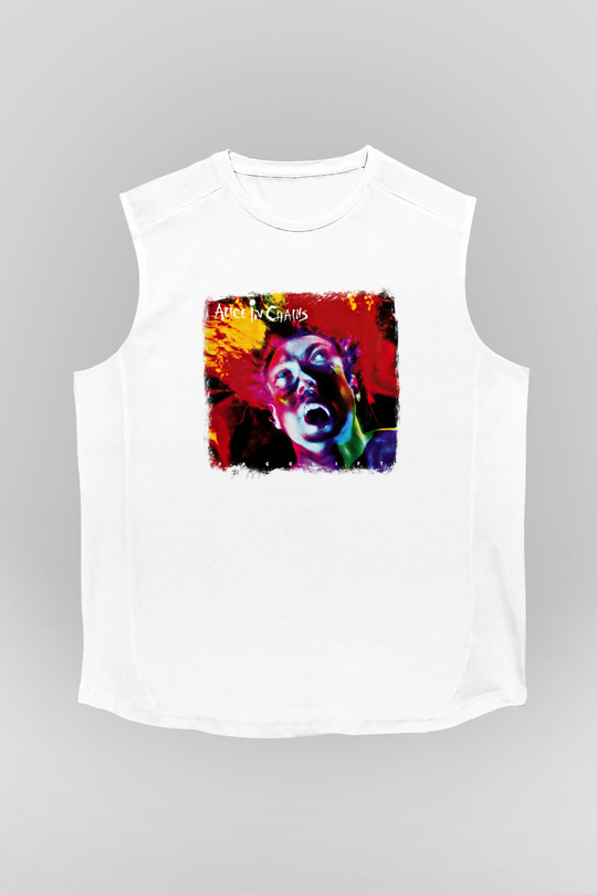 Alice in Chains Baskılı Unisex Beyaz Kolsuz Tişört
