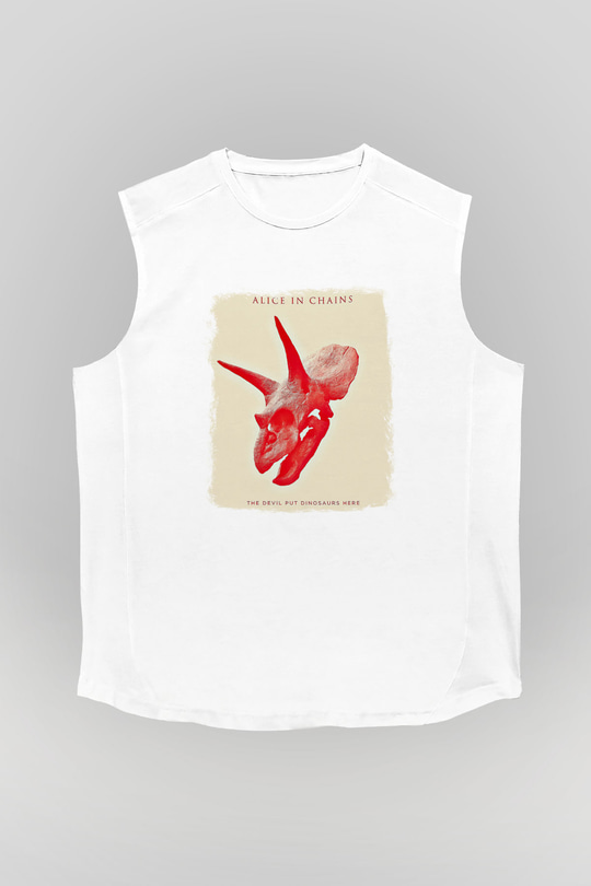 Alice in Chains Baskılı Unisex Beyaz Kolsuz Tişört