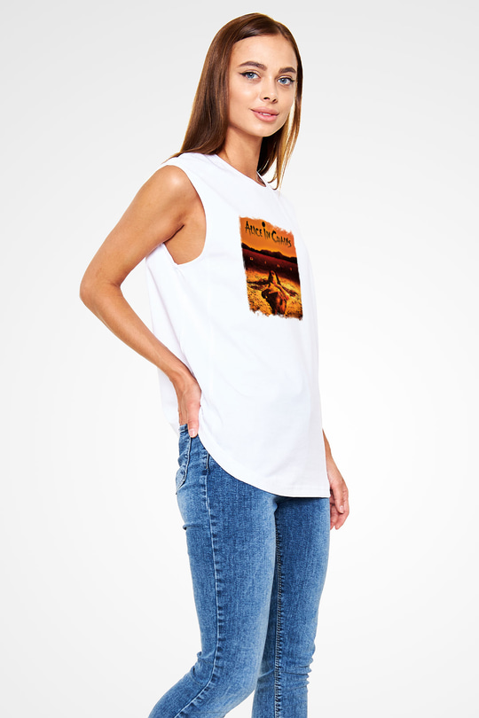 Alice in Chains Baskılı Unisex Beyaz Kolsuz Tişört