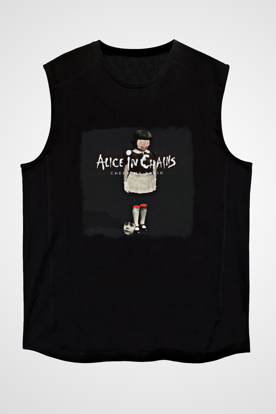 Alice in Chains Baskılı Unisex Siyah Kolsuz Tişört