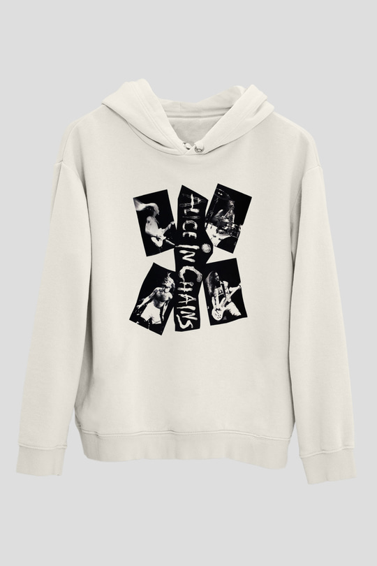 Alice in Chains Beyaz Unisex Kapşonlu Sweatshirt