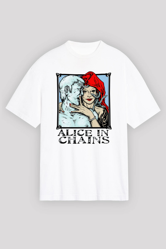 Alice in Chains Beyaz Unisex Oversize Tişört T-Shirt