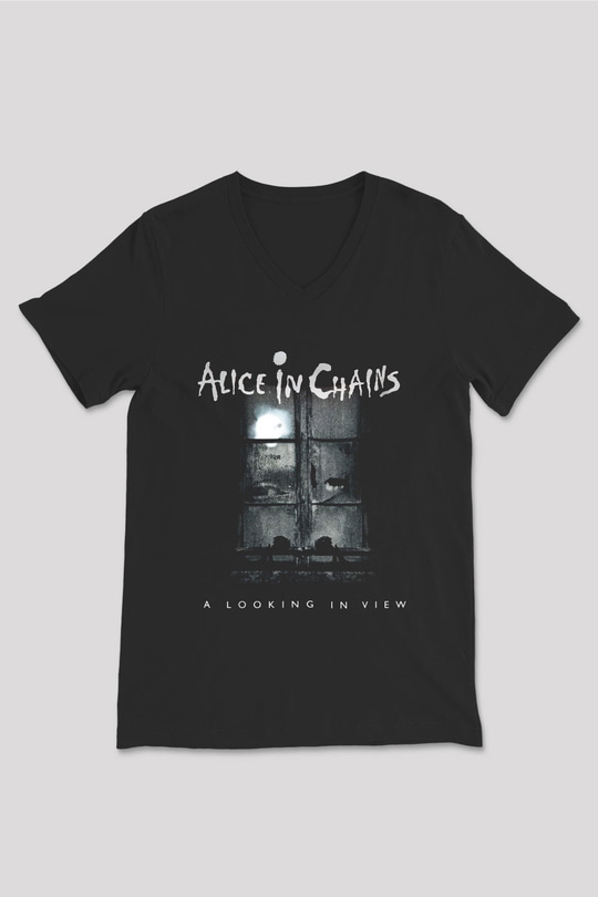 Alice in Chains Siyah Unisex V Yaka Tişört T-Shirt