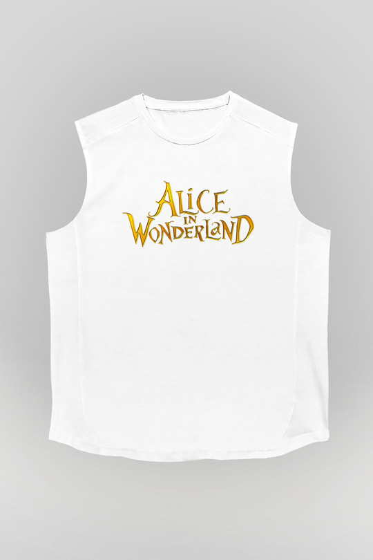 Alice in Wonderland Beyaz Unisex Kolsuz Tişört