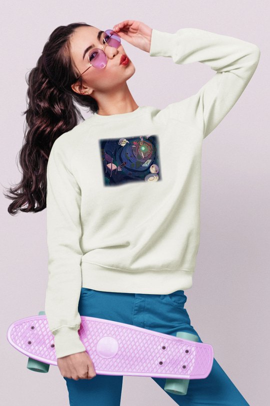 Alice in Wonderland Beyaz Unisex Sweatshirt