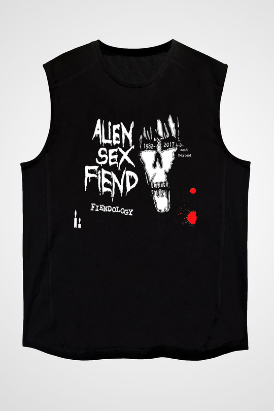 Alien Sex Fiend Baskılı Unisex Siyah Kolsuz Tişört - Tshirt